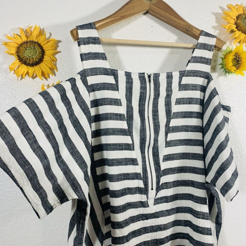 Soft Surroundings Women's Sunset Striped Cold Shoulder Linen Tunic Top Medium - Picture 10 of 16